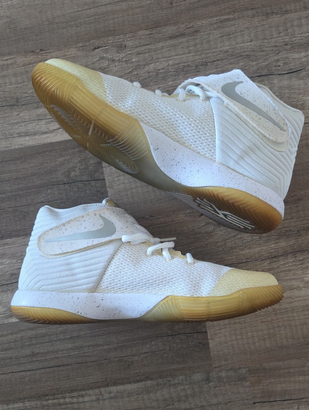 Nike Kids Nike Kyrie 2 White High-Top Sneakers with Gum Outsole